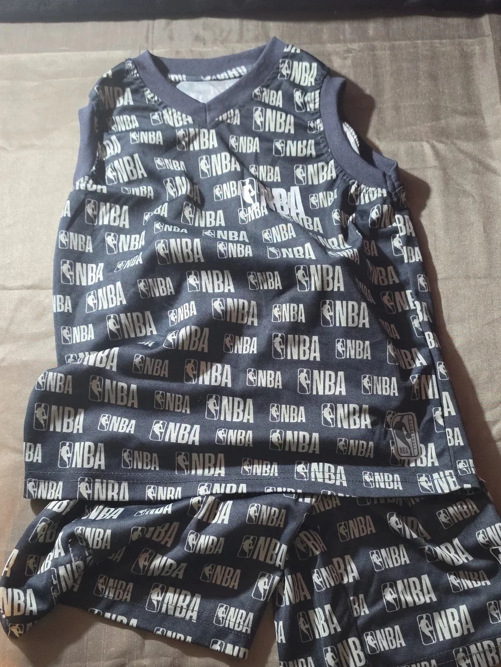 NBA Black and White All-Over Logo Tank & Shorts Set